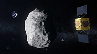 Le satellite Hera de l'ESA au contact de l'astéroïde Didymos. Vue d'artiste