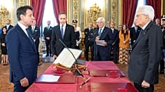 Italian President Sergio Mattarella and Prime Minister Giuseppe Conte at the Quirinal Palace in Rome, Italy, September 5, 2019.