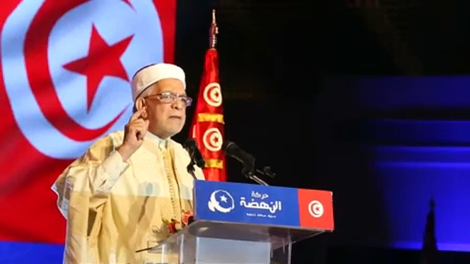 الشيخ عبد الفتاح مورو أثناء تجمع انتخابي في تونس العاصمة 30-08-2019