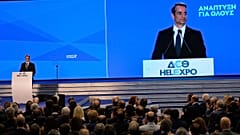 Ο πρωθυπουργός Κυριάκος Μητσοτάκης μιλάει κατά τη διάρκεια των εγκαινίων της 84ης ΔΕΘ