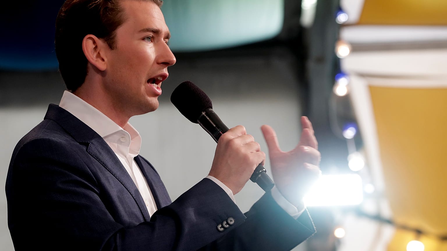 ÖVP-Spitzenkandidat Sebastian Kurz während einer Wahlveranstaltung.