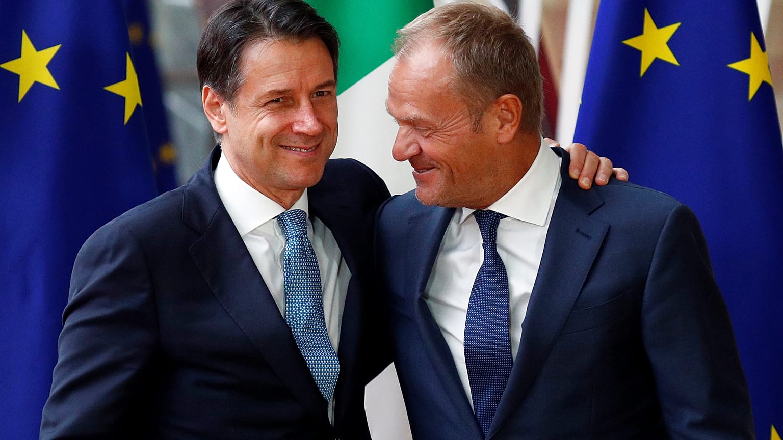 Le Premier ministre italien, Giuseppe Conte, et le président du Conseil européen, Donald Tusk