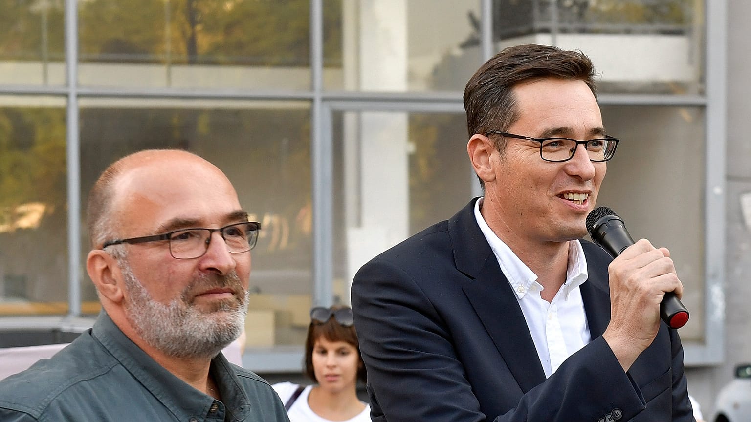 Pikó András nyolcadik kerületi polgármesterjelölt és Karácsony Gergely főpolgármesterjelölt