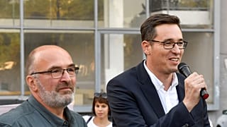 Pikó András nyolcadik kerületi polgármesterjelölt és Karácsony Gergely főpolgármesterjelölt