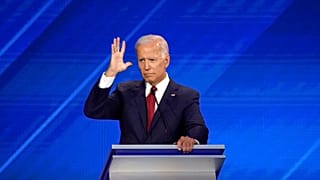 Former Vice President Joe Biden gestures during the 2020 Democratic U.S. presidential debate in Houston, Texas, U.S. September 12, 2019.