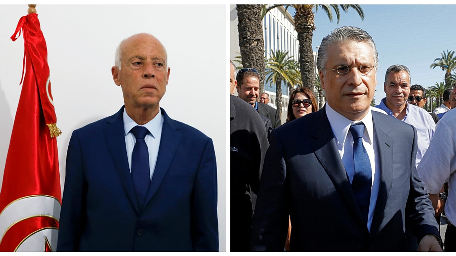 المرشحان للانتخابات الرئاسية التونسية قيس سعيّد ونبيل القروي 