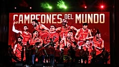 L'équipe espagnole de basket-ball, place Colon à Madrid, 16/09/2019