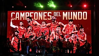 L'équipe espagnole de basket-ball, place Colon à Madrid, 16/09/2019