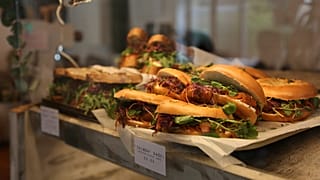 A selection of vegan bagels at Wave Cafe in Hackney