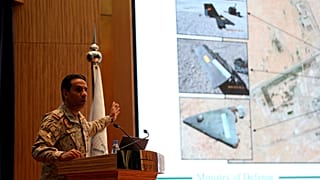 المتحدث باسم وازرة الدفاع السعودية، العقيد الركن تركي المالكي، خلال المؤتمر الصحافي اليوم الأربعاء