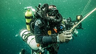 Lead diver Patrick Plantard . Amazon Reef Expedition French Guiana waters. September 2019.