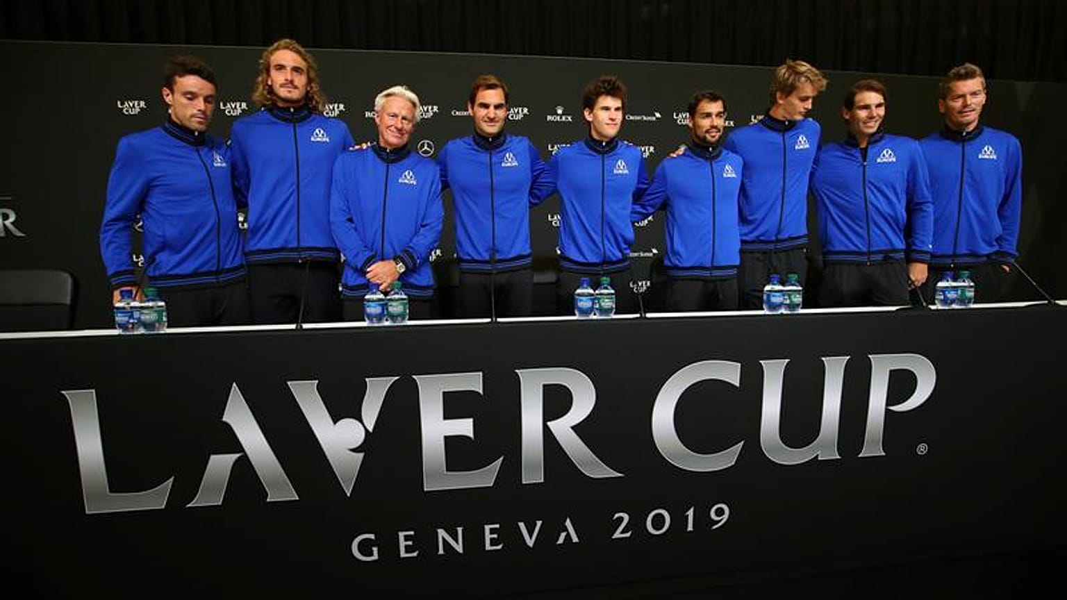 Il Team Europe (con Fabio Fognini) per la "Laver Cup" 2019. 