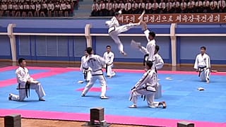  ویدئو؛ حرکات نمایشی رزمی‌کاران کره شمالی در پیونگ‌یانگ 
