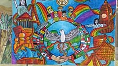 Uno dei 5000 disegni dei bambini mostrati al Colosseo