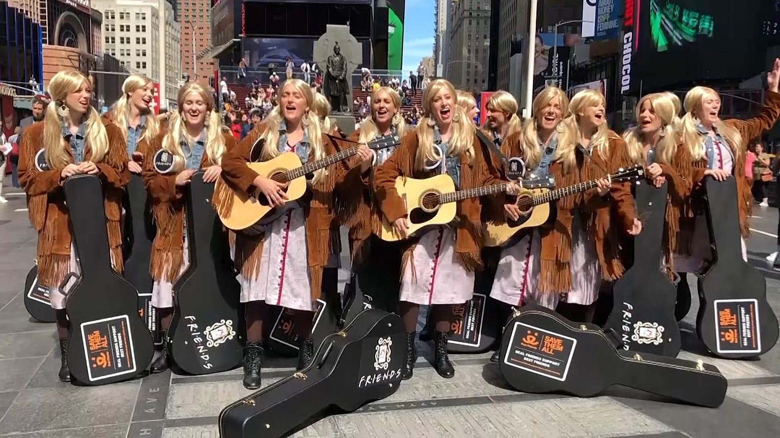 Friends 25th anniversary: Dozens of Phoebe look-alikes perform in New York