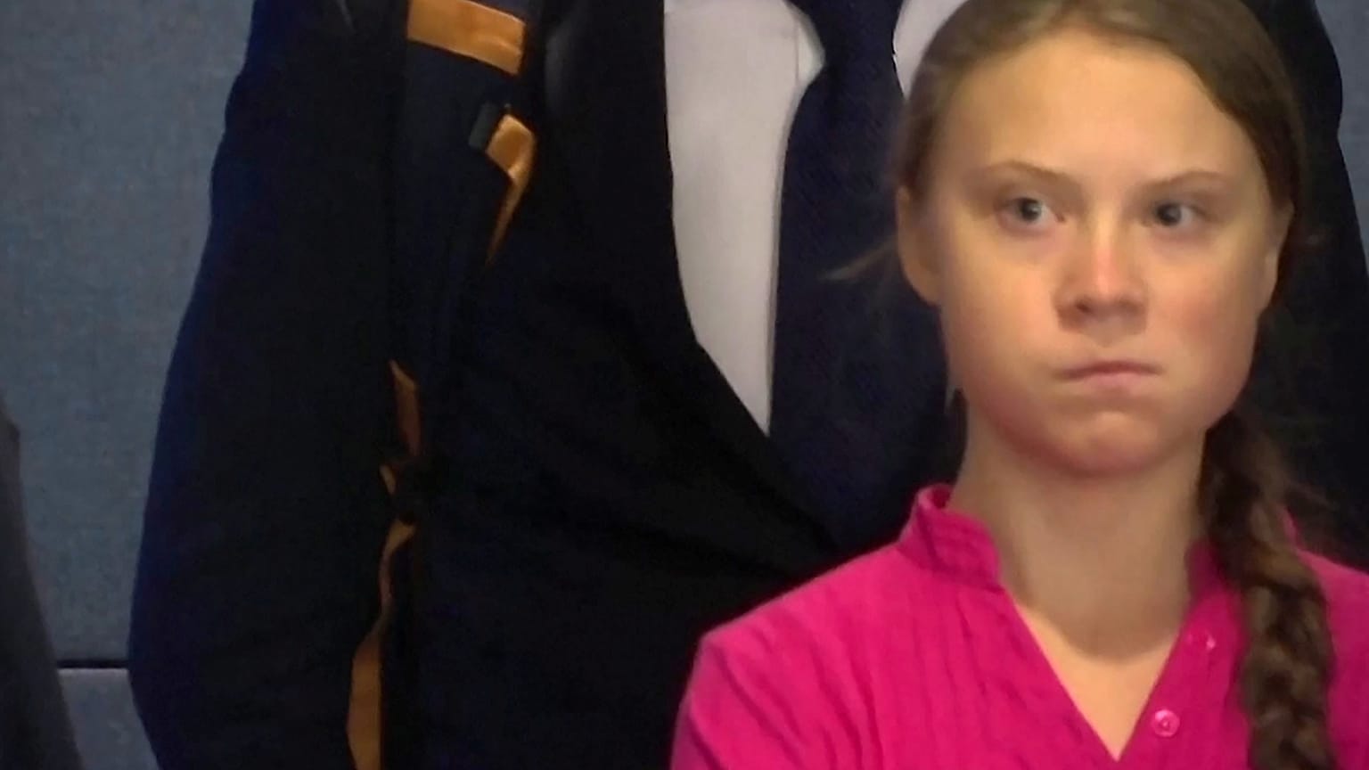 If looks could kill: Greta Thunberg glares at Donald Trump