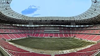 Az új Puskás Aréna belső panorámaképe az építés utolsó fázisában, 2019. szeptember 6-án.