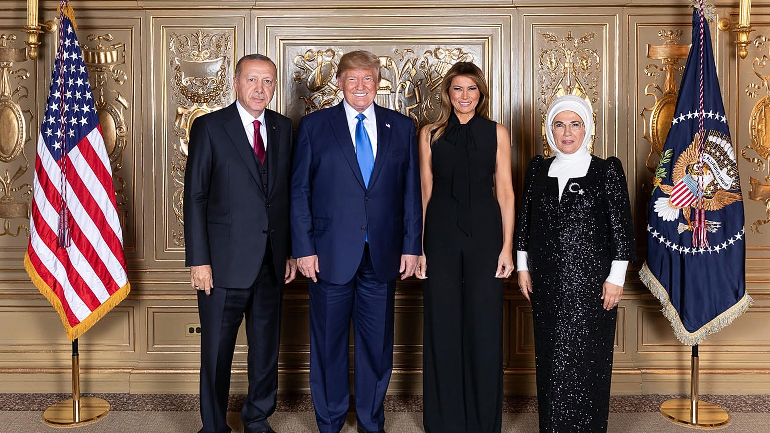 Cumhurbaşkanı Recep Tayyip Erdoğan ve eşi Emine Erdoğan,  ABD Başkanı Donald Trump ve eşi Melania Trump 