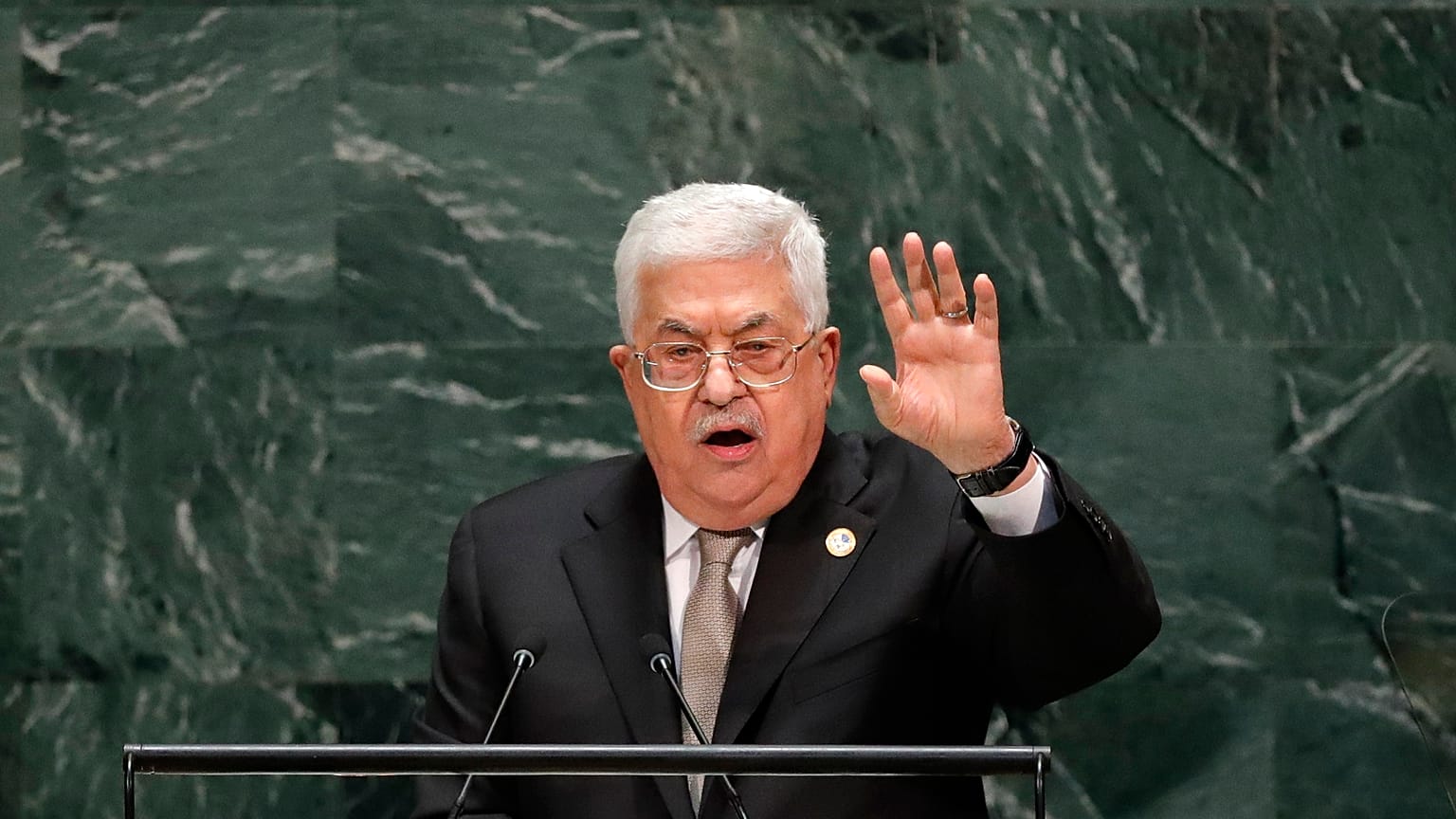 الرئيس الفلسطيني محمود عباس خلال إلقاء كلمته أمام الجمعية العامة للأمم المتحدة 26 سبتمبر 2019