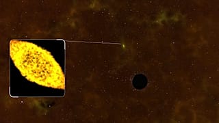 The supermassive black hole weighs around 6 million times the Sun’s mass.