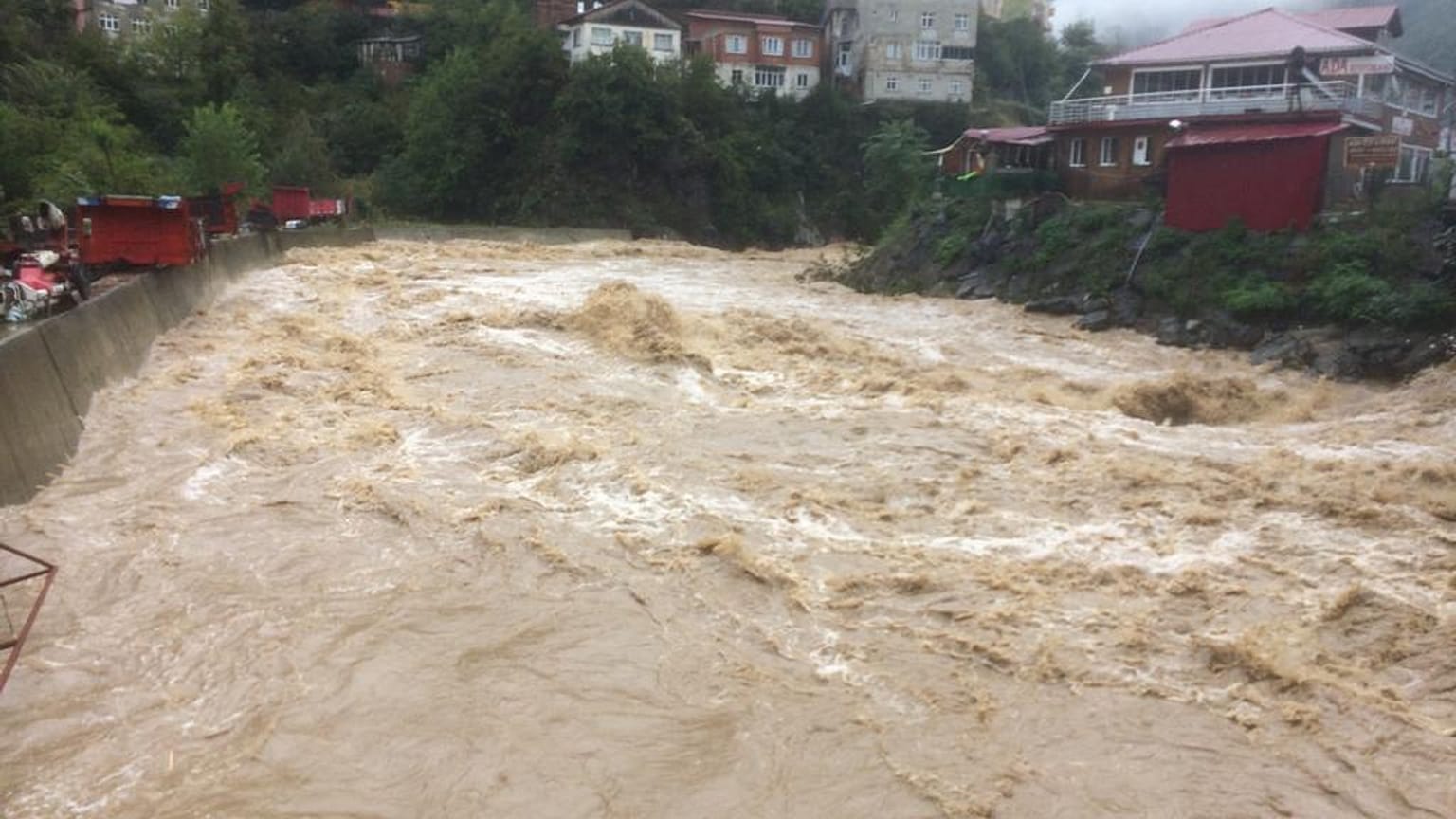 Artvin'in Borçka ilçesinde meydana gelen yağış nedeniyle dereler taştı