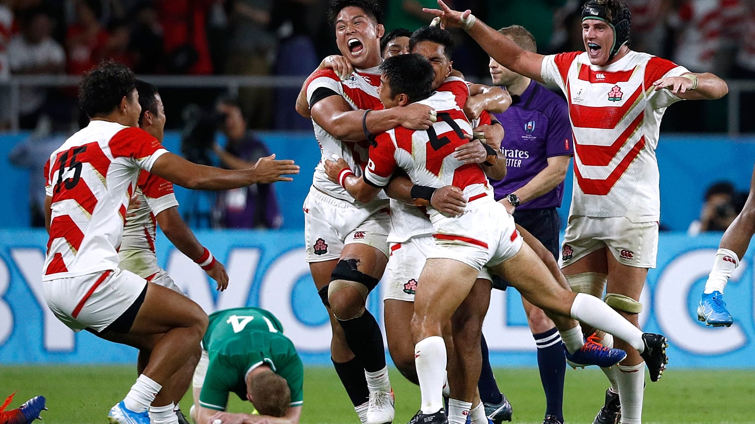 Japan were jubilant as the final whistle secured their huge Rugby World Cup upset