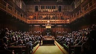 Στο σφυρί το έργο του Banksy με τους χιμπατζήδες στο βρετανικό κοινοβούλιο