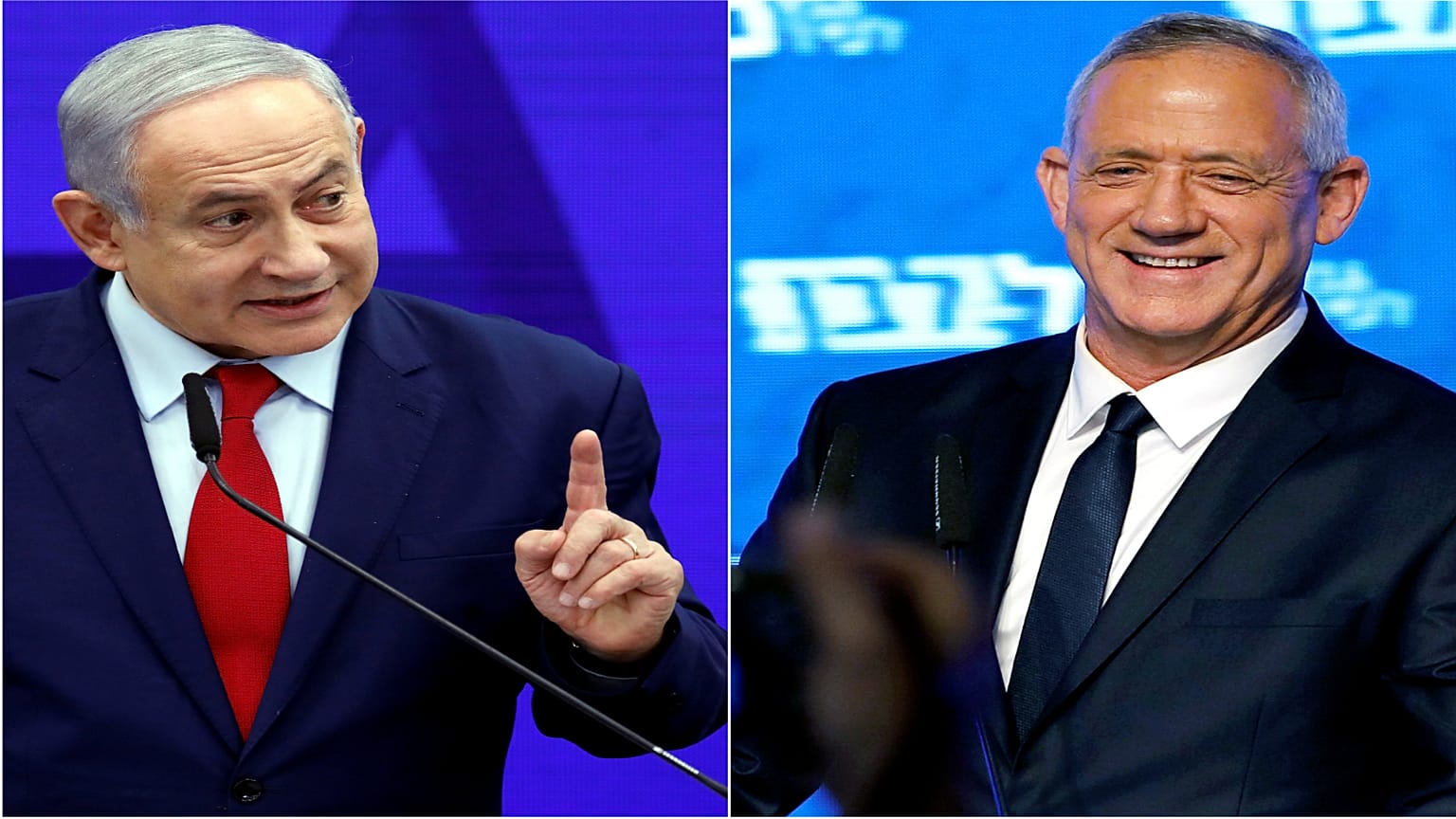 رئيس حزب الليكود بنيامين نتنياهو ورئيس تحالف أزرق أبيض بيني غانتس