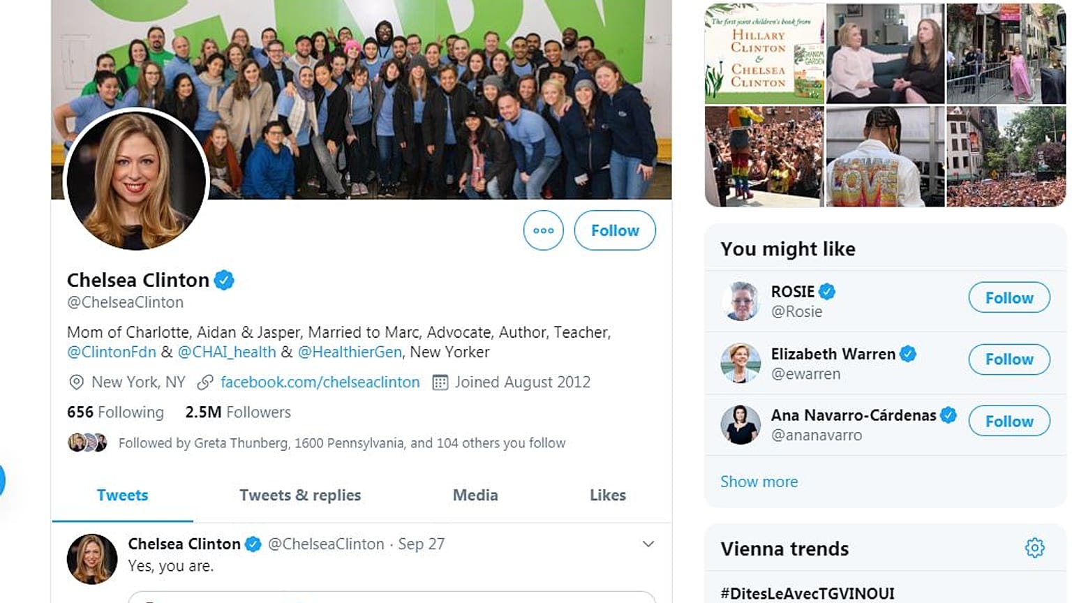 Chelsea Clintons Tweet gegen Donald Trump: 255.000 Mal geliked