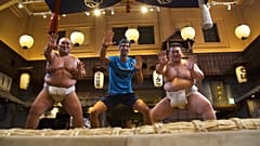 Novak Djokovic tries sumo wrestling ahead of the Japan Open