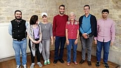 كتاب القصة والمسرح والسينما من خمس دول عربية مع مدربة فرنسية خلال مشاركتهم في أيام ليون الدولية للمسرح العربي الفرنكفوني