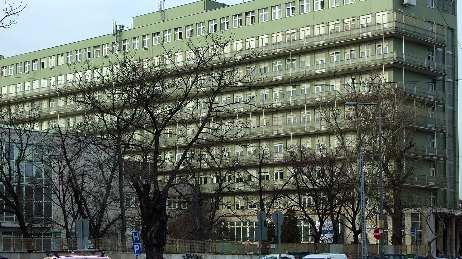 A Péterfy Sándor utcai Kórház, Rendelőintézet és Baleseti Központ sürgősségi ellátó épülete a főváros VIII. kerületében, a Fiumei úton.