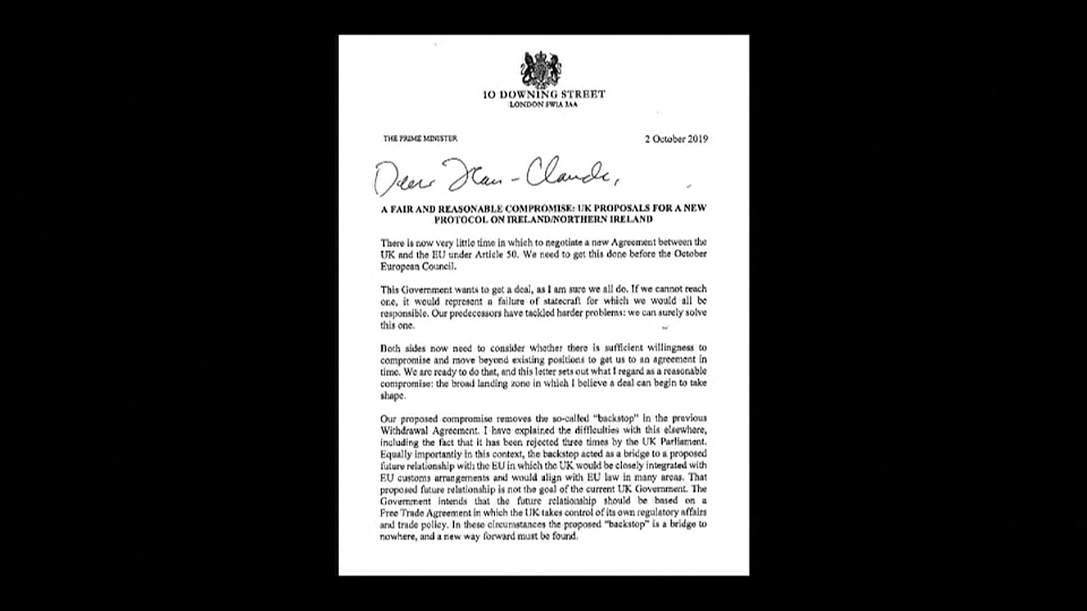 'Very little time': Read Johnson's letter to EU chief Juncker on latest Brexit plan