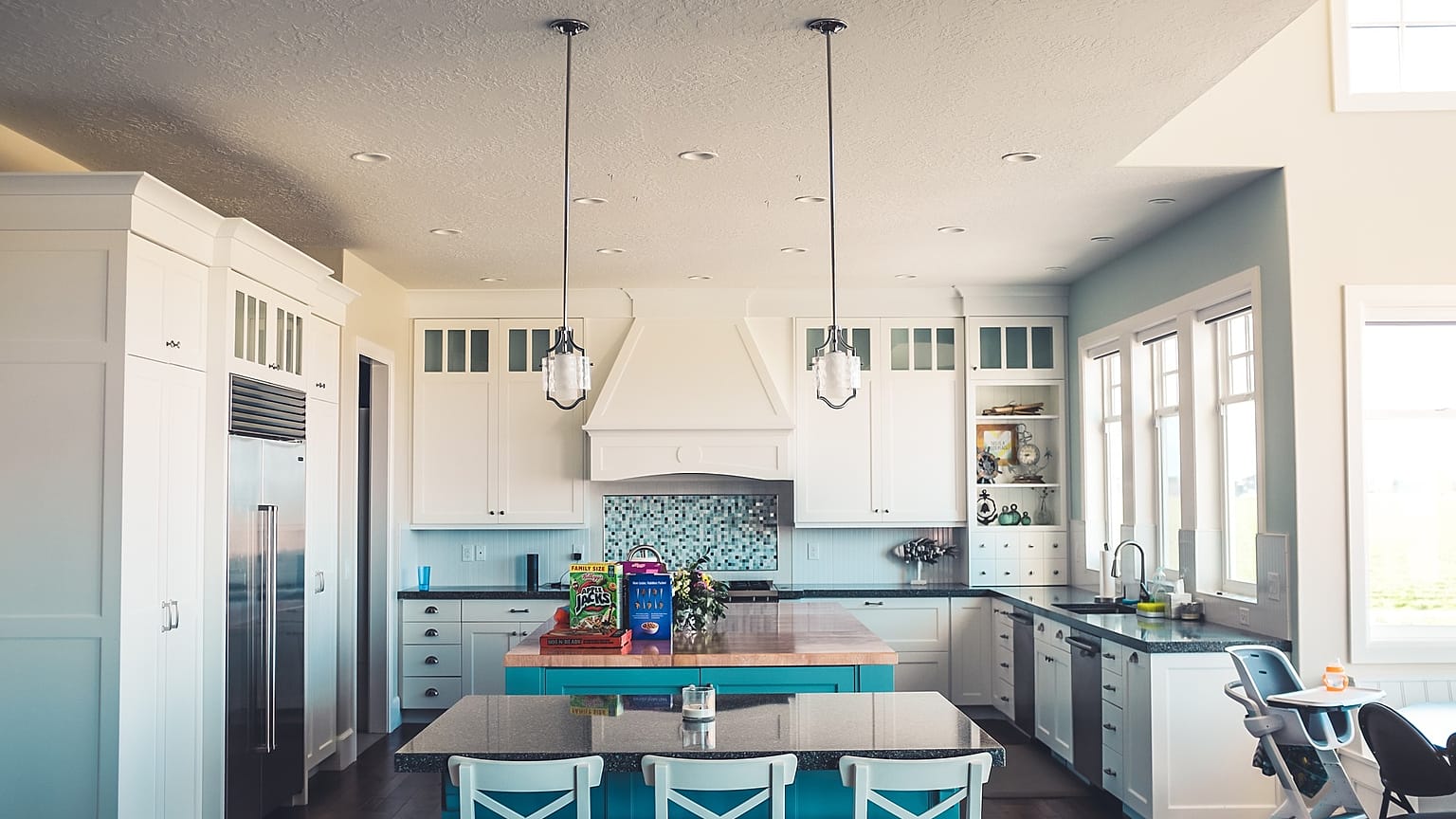 Fridge, home appliances in Kitchen
