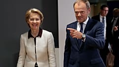 Ursula Von der Leyen ve Donald Tusk (sağda)
