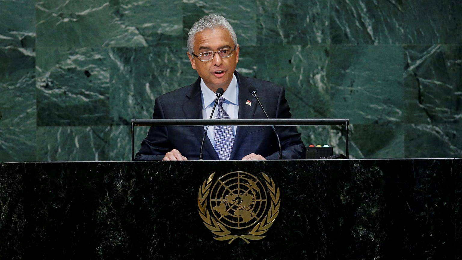 FILE PHOTO: Mauritius Prime Minister Pravind Kumar Jugnauth addresses the 73rd session of the United Nations General Assembly at U.N. headquarters in New York