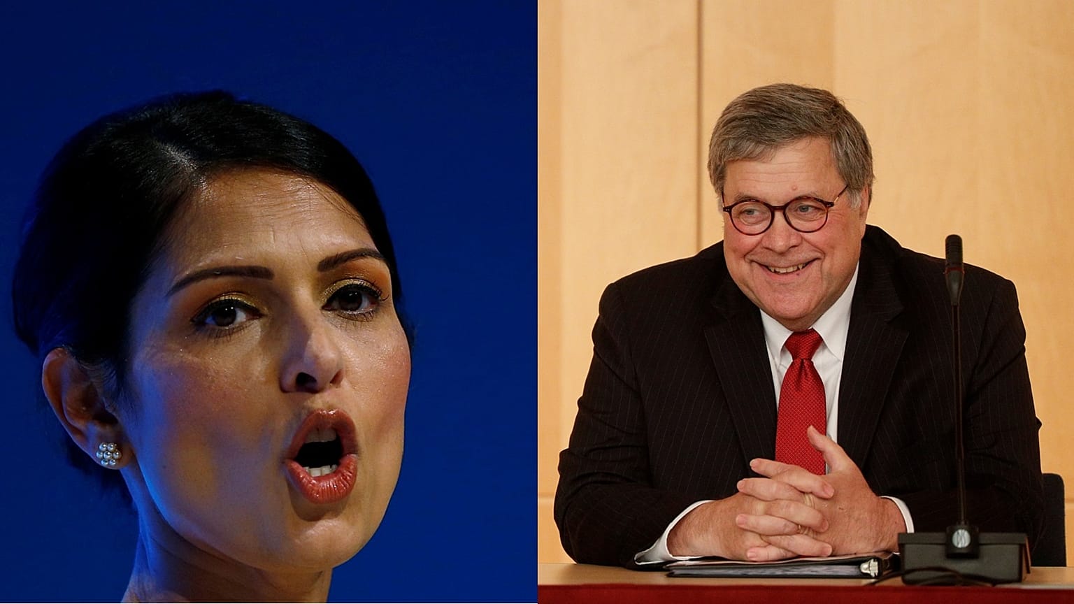 Britain's Home Secretary Priti Patel - U.S. Attorney General William Barr