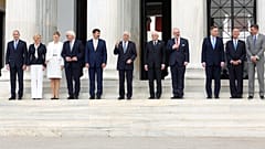 Από αριστερά οι Πρόεδροι της Βουλγαρίας, Κροατίας,  Εσθονίας, Γερμανίας, Ουγγαρίας, Ελλάδας, Ιταλίας, Λετονίας, Πολωνίας, Πορτογαλίας και Σλοβενίας 
