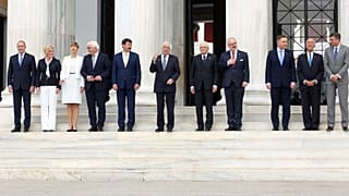 Από αριστερά οι Πρόεδροι της Βουλγαρίας, Κροατίας,  Εσθονίας, Γερμανίας, Ουγγαρίας, Ελλάδας, Ιταλίας, Λετονίας, Πολωνίας, Πορτογαλίας και Σλοβενίας 