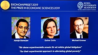 Abhijit Banerjee, Esther Duflo e Michael Kremer distinguidos pela "abordagem experimental para tentar aliviar a pobreza global".