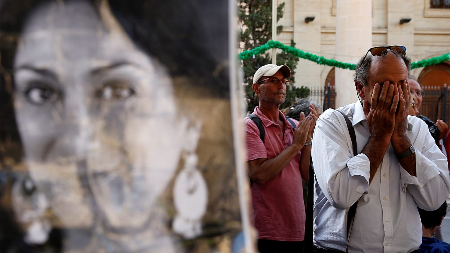 Protest and vigil marking twenty-one months since the assassination of anti-corruption journalist Daphne Caruana Galizia, in Valletta