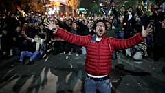 Supporters of Bolivian presidential candidate Carlos Mesa protest in La Paz, Bolivia, October 21, 2019. 