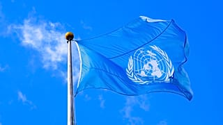 The United Nations flag is seen during the 74th session of the United Nations General Assembly at U.N. headquarters in New York City, New York, U.S