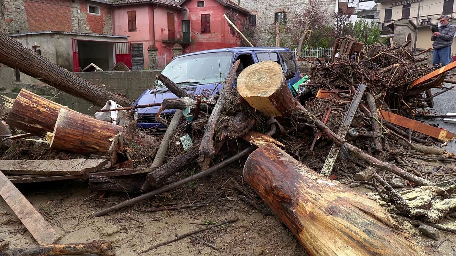 Folgen der Unwetter in Castelletto D'Orba.