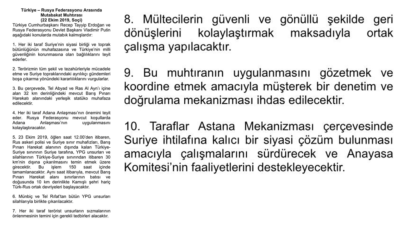 Türkiye ile Rusya arasında imzalanan 10 maddelik Suriye mutabakatında neler var?
