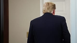Donald Trump departs after speaking about actions by Turkey against the Kurds in Syria in the Roosevelt Room of the White House in Washington, U.S., October 9, 2019