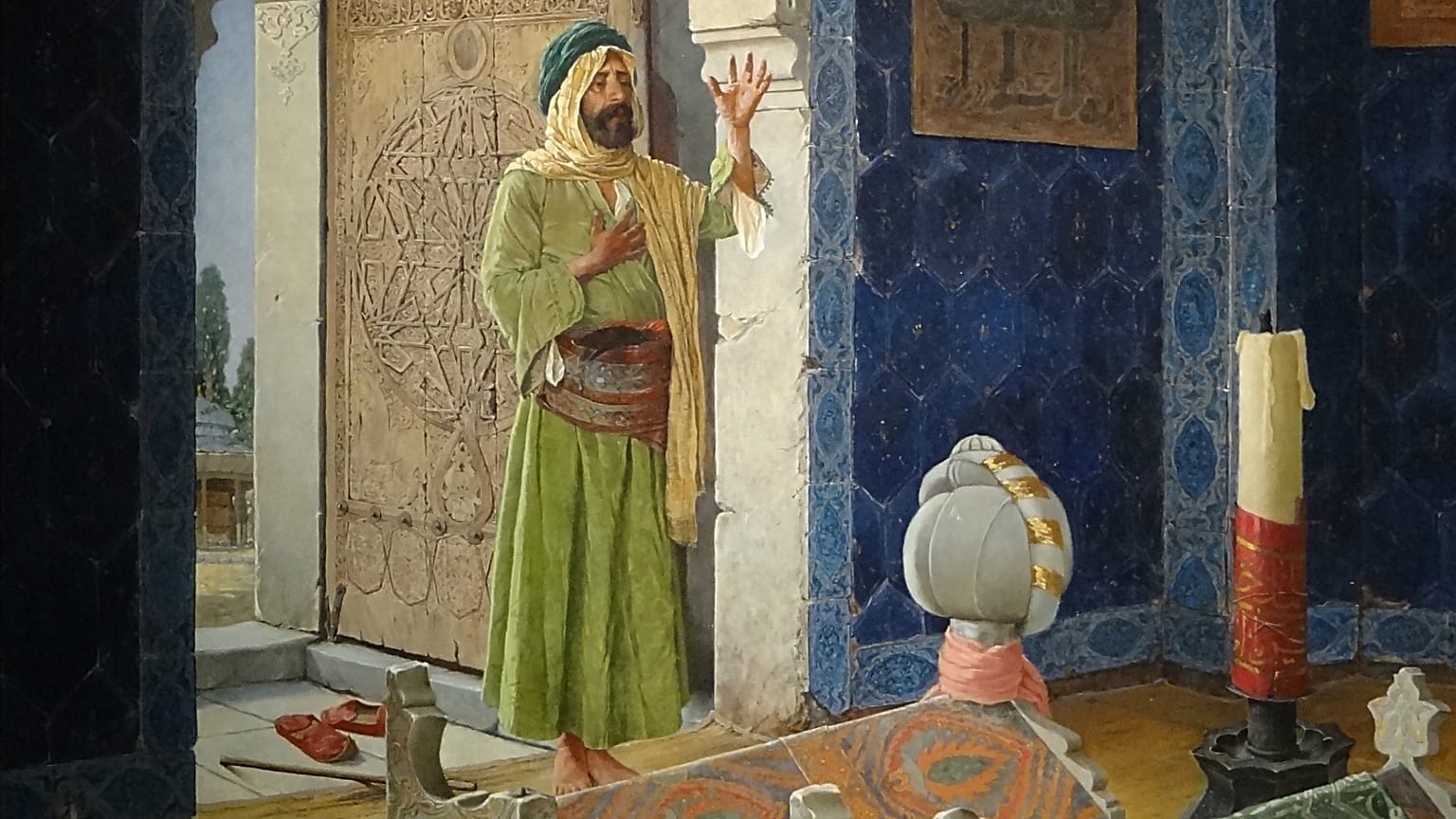 مجتزأ من لوحة رجل مسن أمام مقابر الأطفال لعثمان حمدي بك