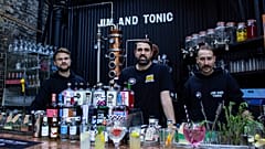 Owners Chris and Jim with mixologist Seb at Jim and Tonic's south London bar