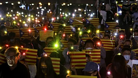 Hong Kong protesters rally for Catalan independence