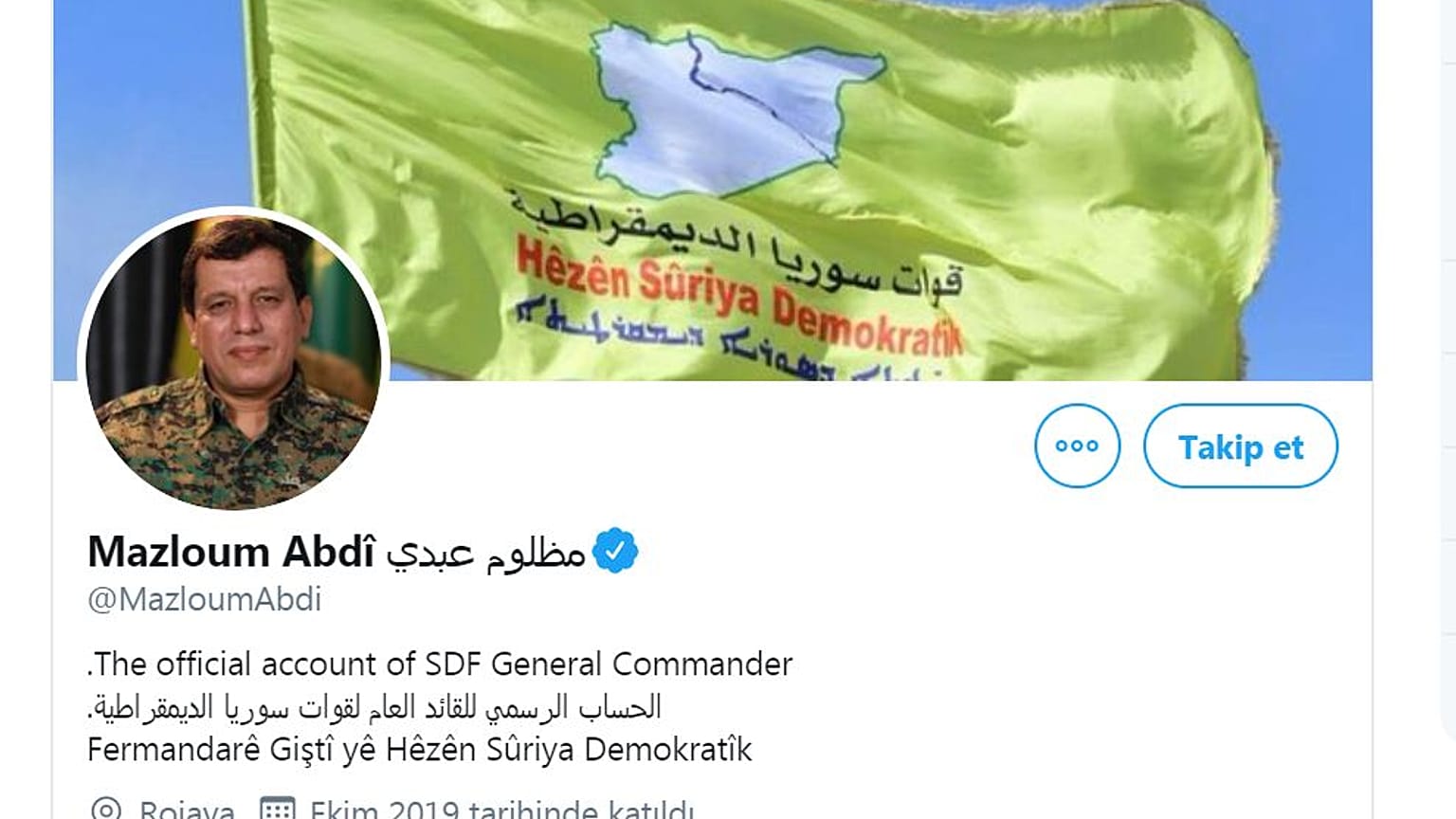 Twitter, Mazlum Kobani'nin hesabını 'mavi tik' ile onayladı